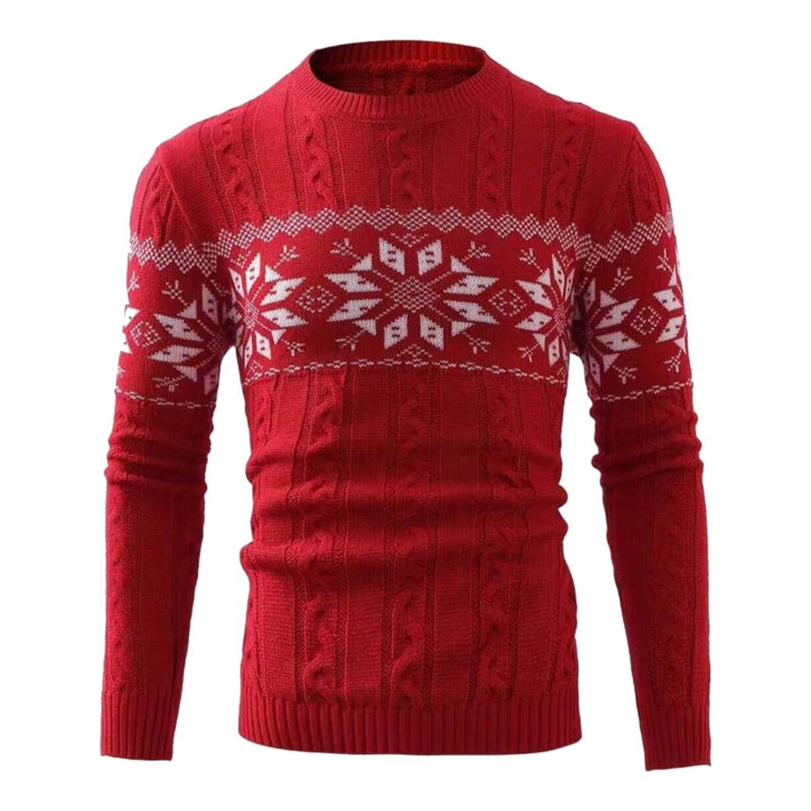 ISLÄNDISCHER JACQUARD-PULLOVER – ROT