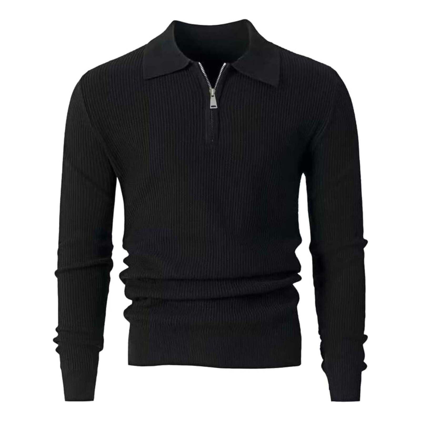 Gestrickter Pullover mit halbem Reißverschluss