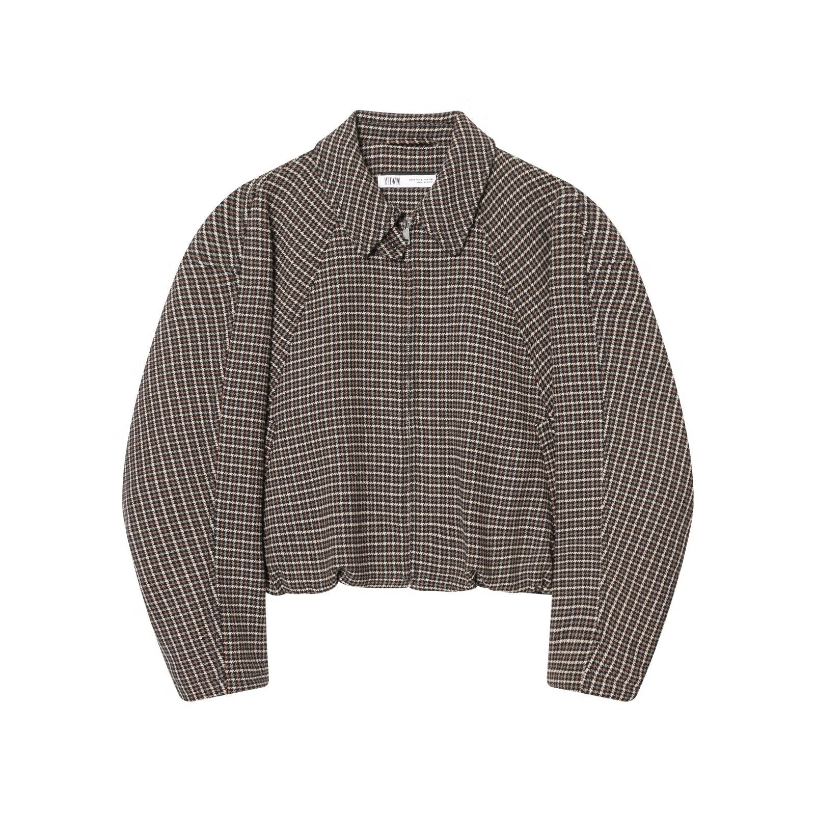 Vintage Houndstooth Cropped Set - Brown