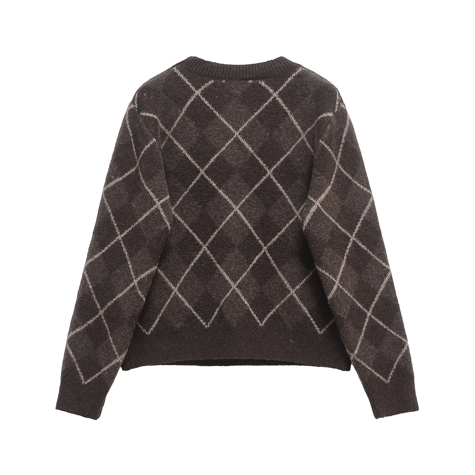 Vintage-Pullover mit Argyle-Muster – Braun