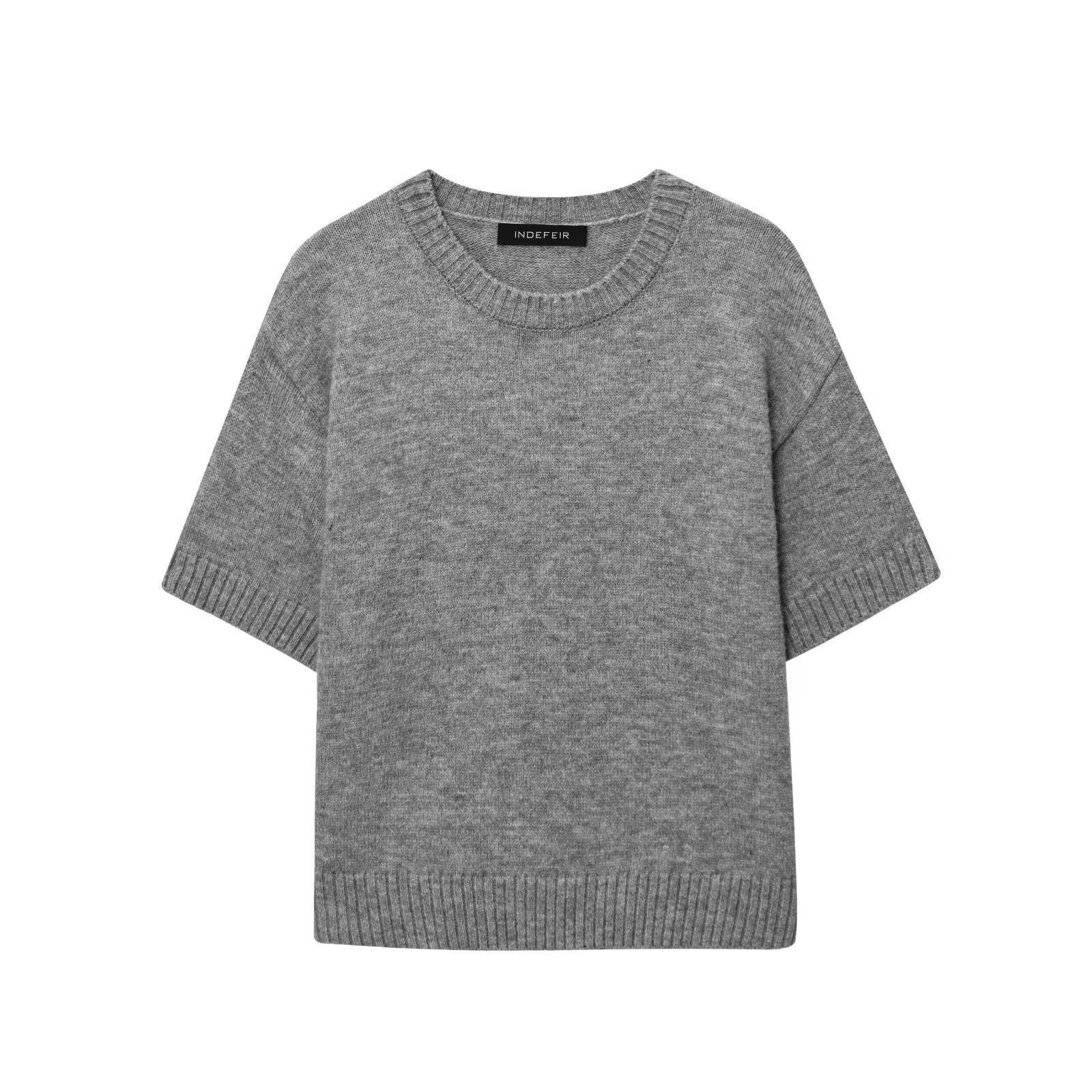 Essential Short-Sleeve Knit Top - Gray