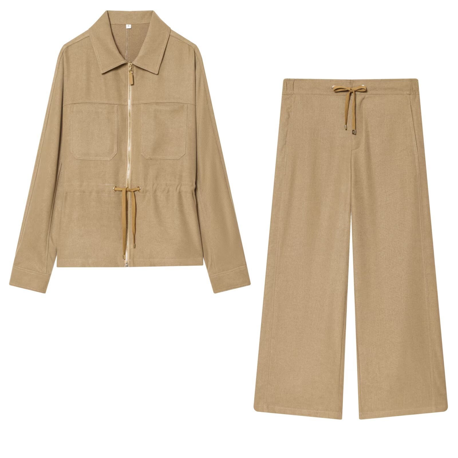 Urban Relaxed Drawstring Utility Set - Beige