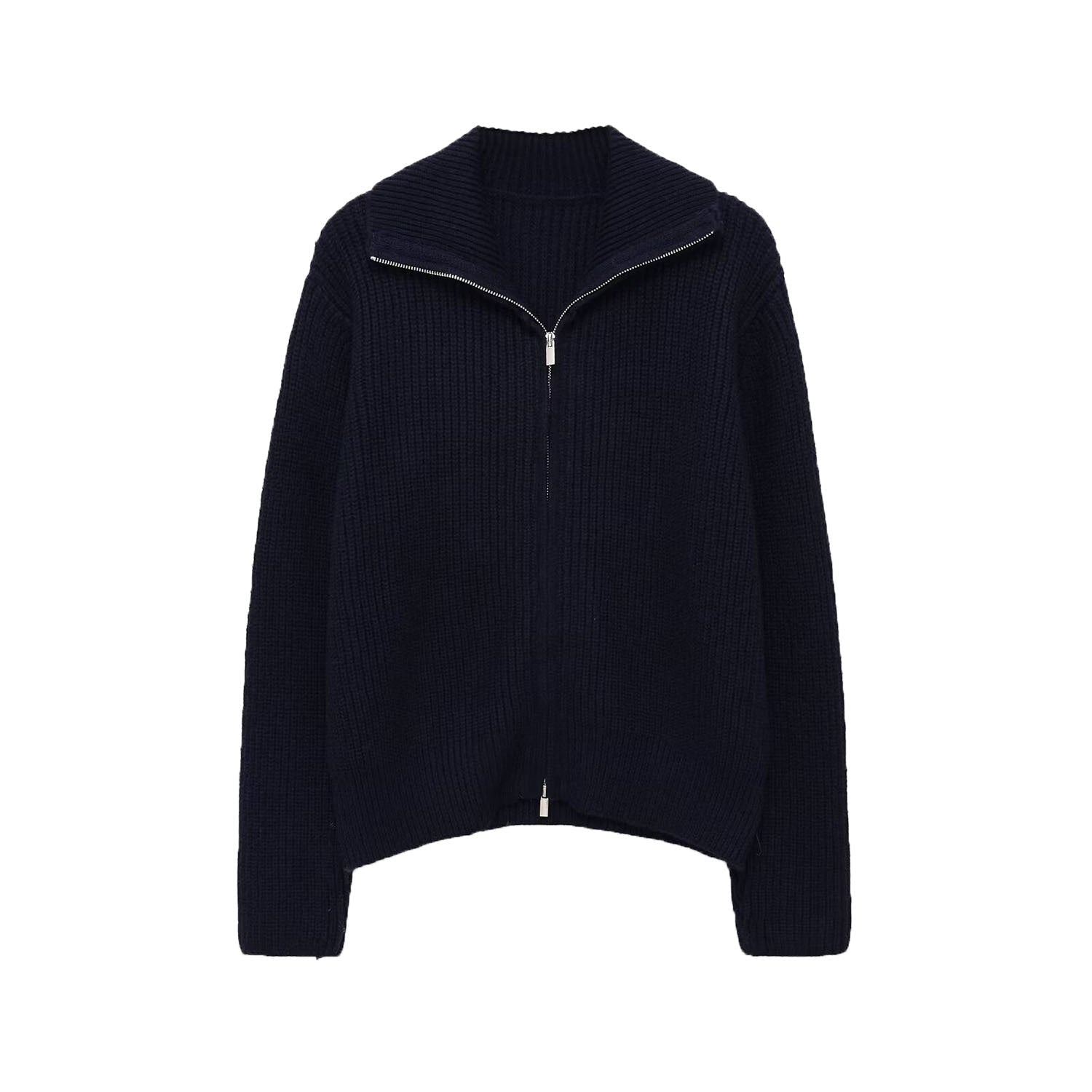 Unverzichtbare Strickjacke mit Reißverschluss