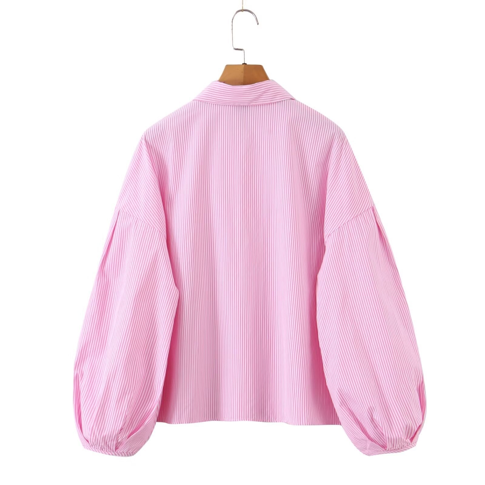 Urban Relaxed Balloon-Sleeve Stripe Set - Pink