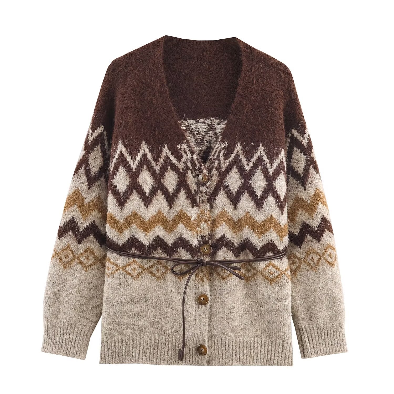 Vintage Nordic Knit Set - Beige