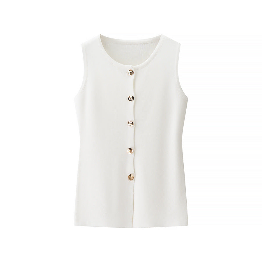 Essential Buttoned Vest Skirt Set