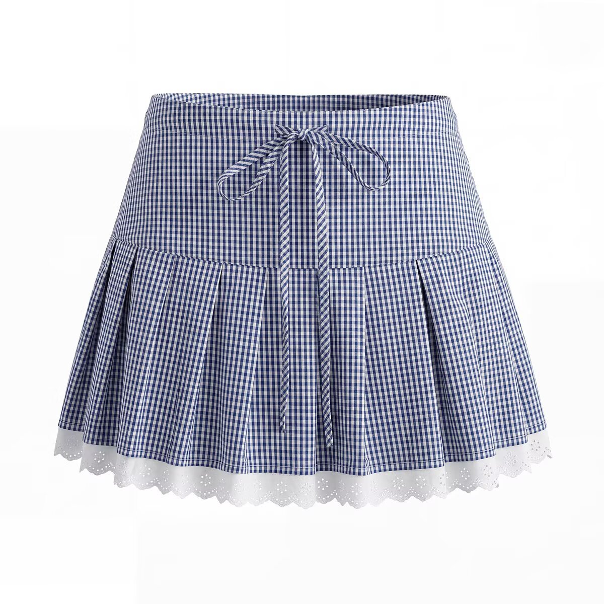 Vintage Gingham Lace Set - Blue