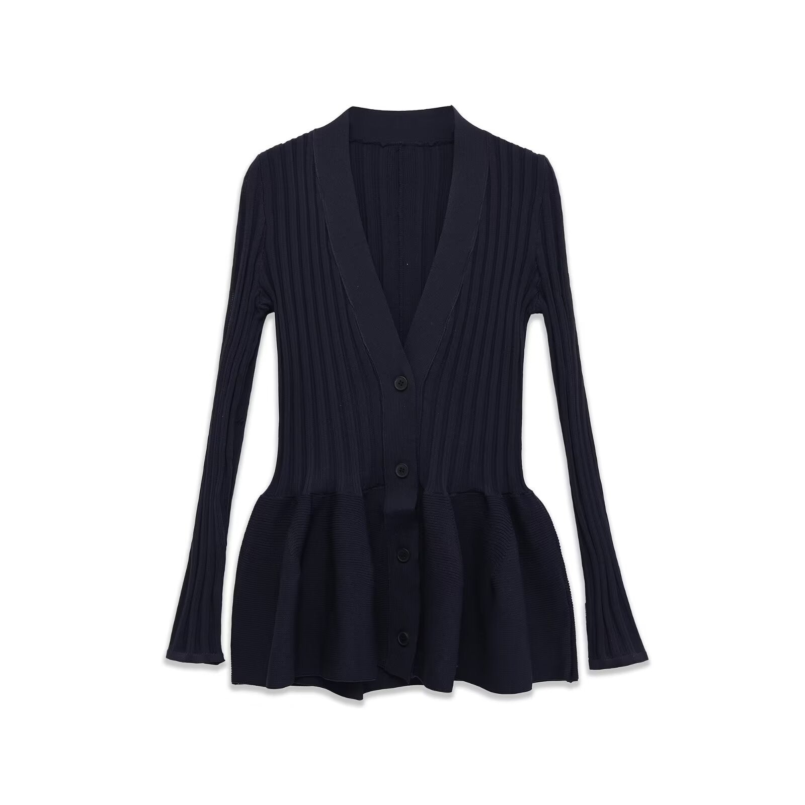 Studio Gerippter Peplum-Cardigan – Navy