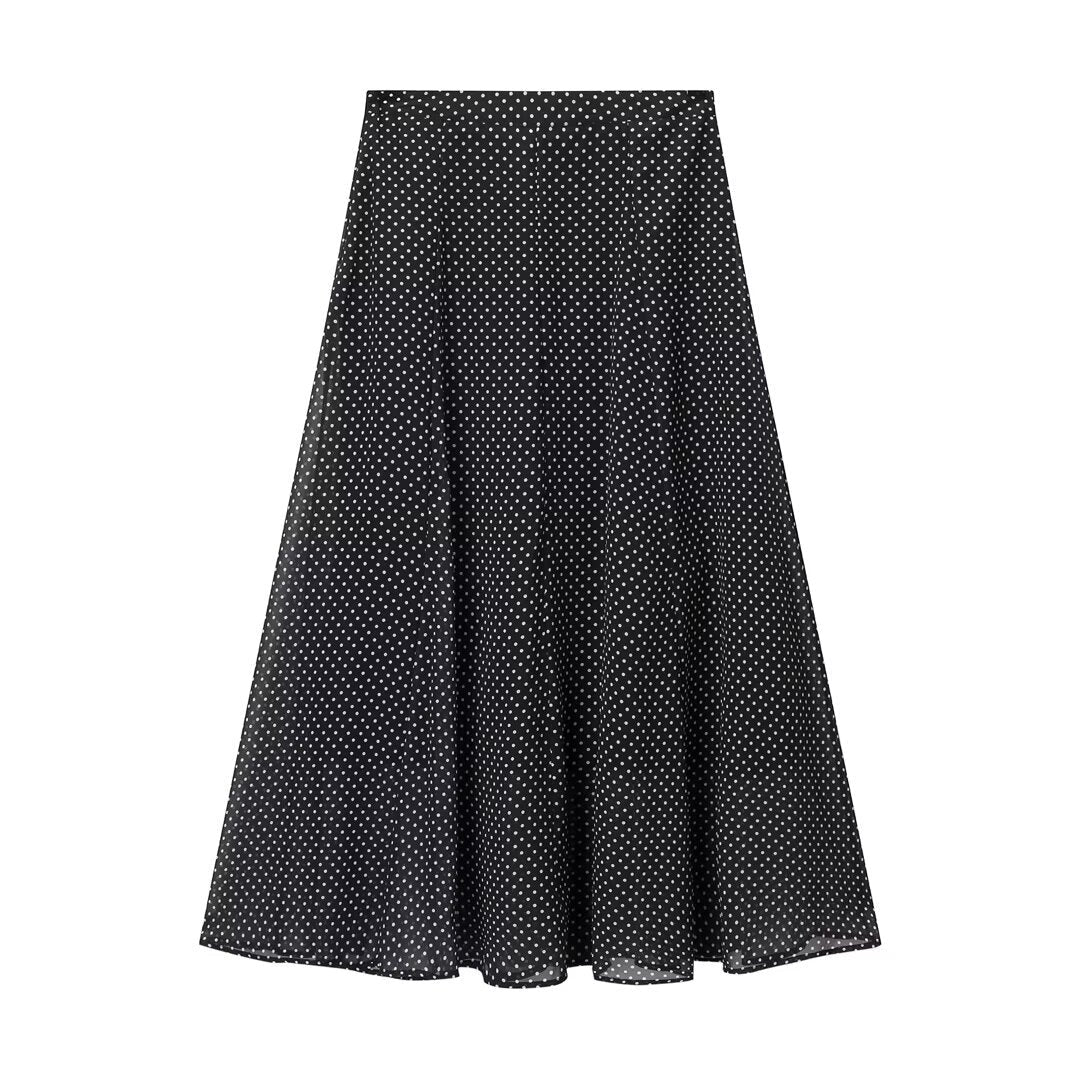 Vintage Polka Chiffon Set - Black