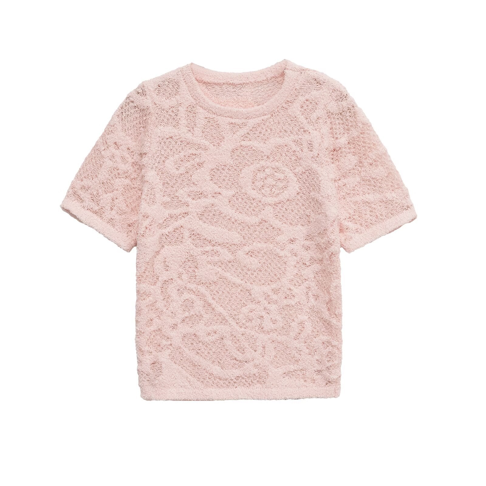 Essential Floral Lace-Knit Top - Pink