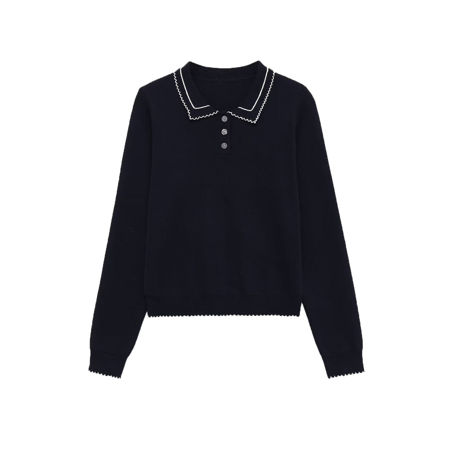 Unverzichtbarer Pullover mit Kontrastkragen - Navy