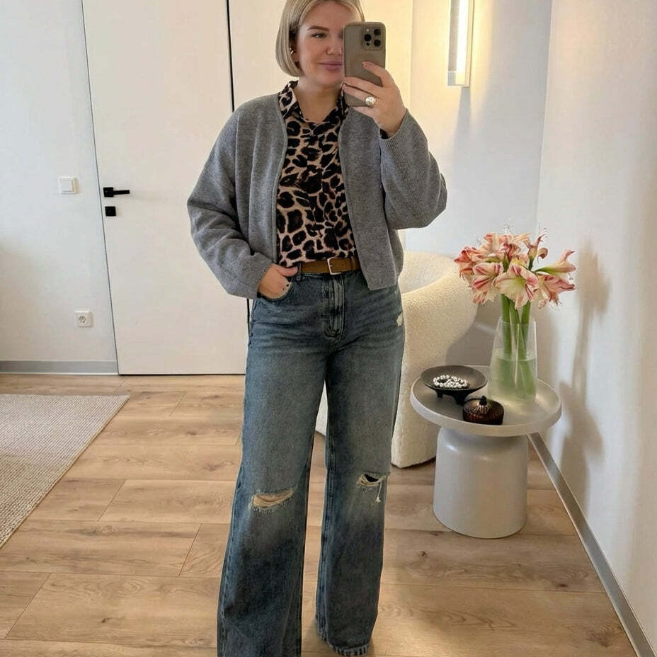 Unverzichtbarer offener Crop Cardigan – Grau