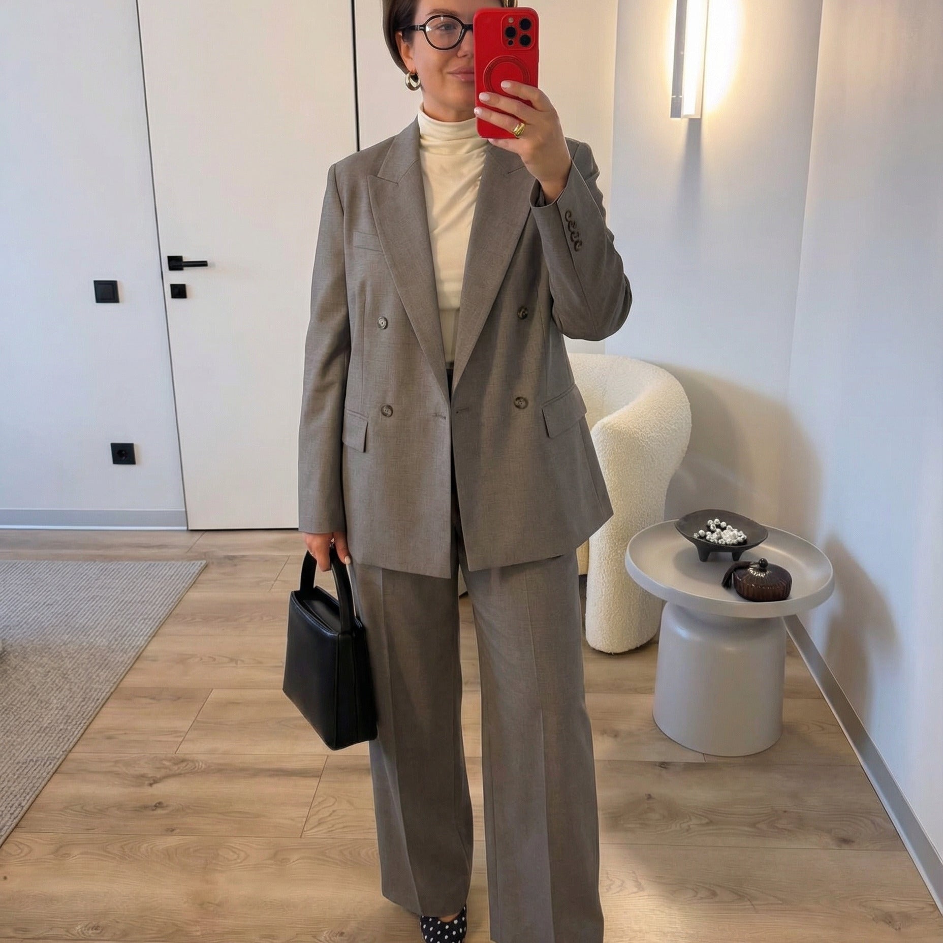 Studio Double-Breasted Tailored Set - Gray