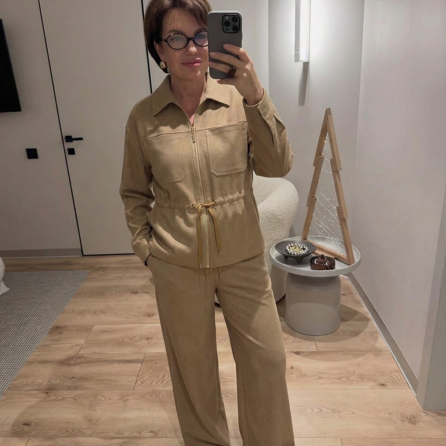 Urban Relaxed Drawstring Utility Set - Beige