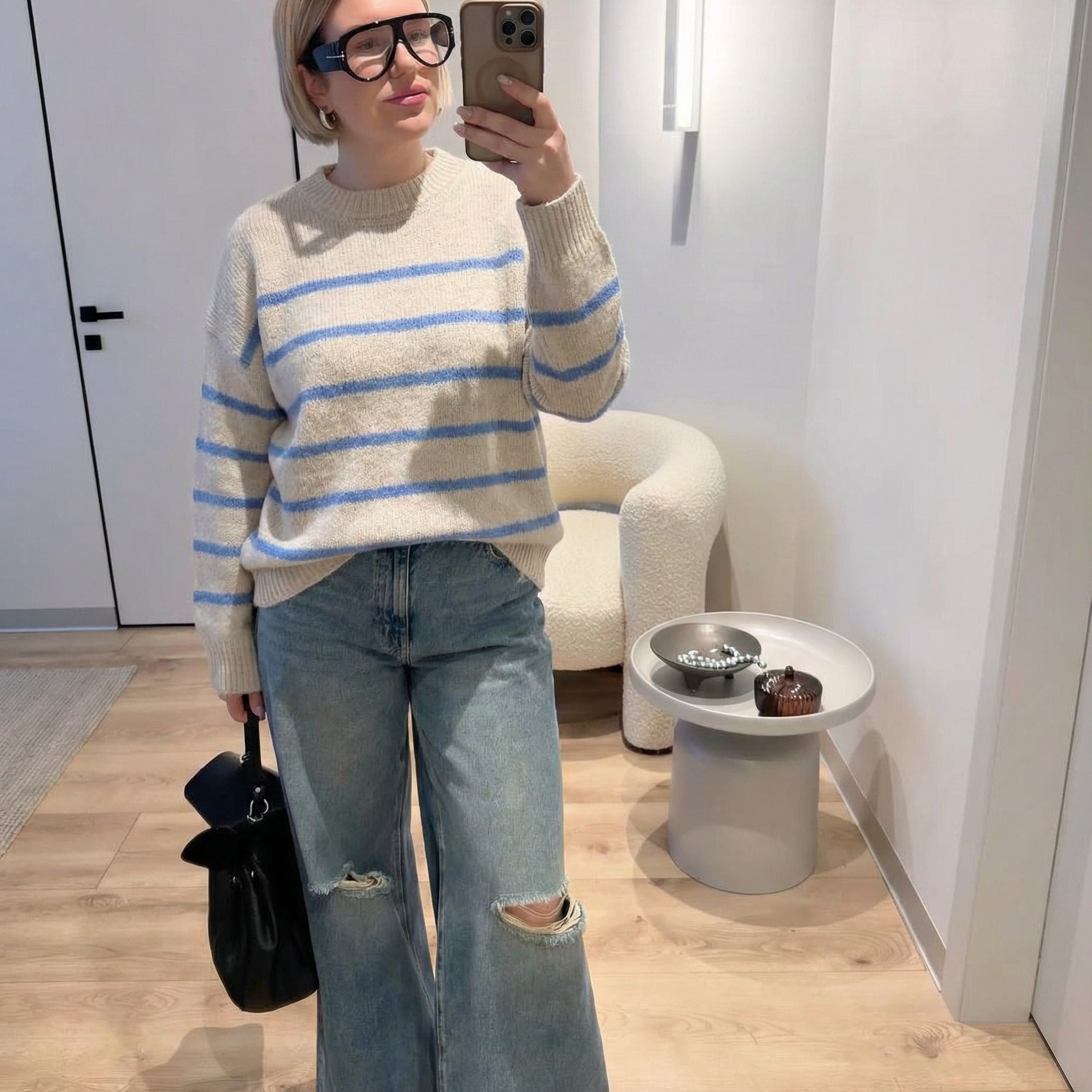 Vintage-Pullover mit Streifenmuster