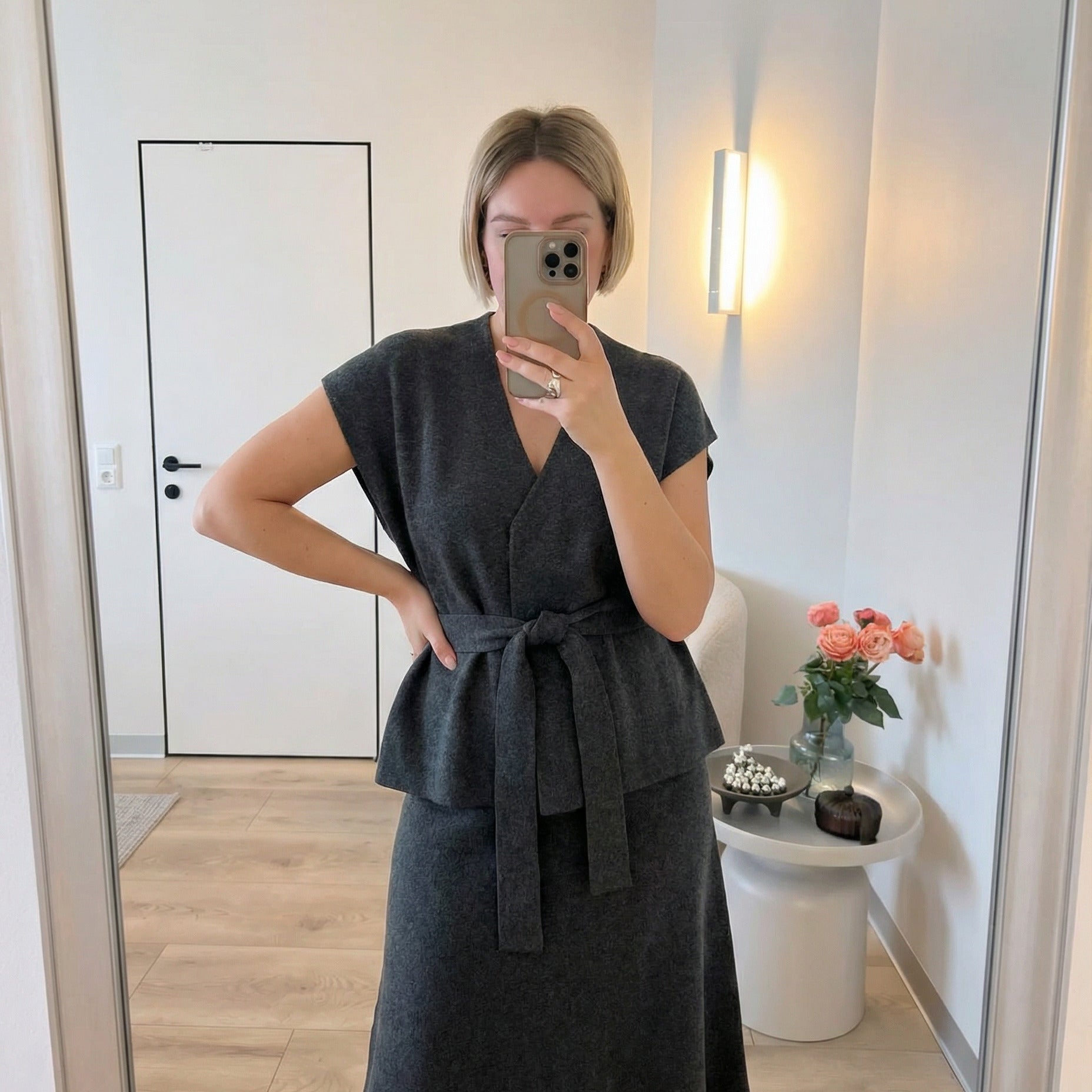 Studio Wrap Knit Set - Gray