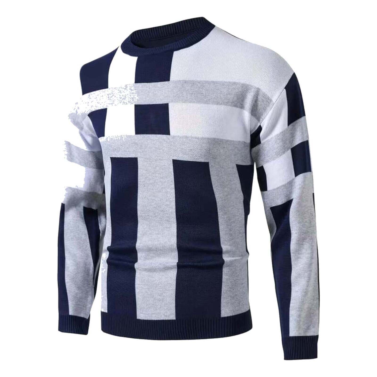 Pullover mit geometrischem Jacquardmuster – Marineblau