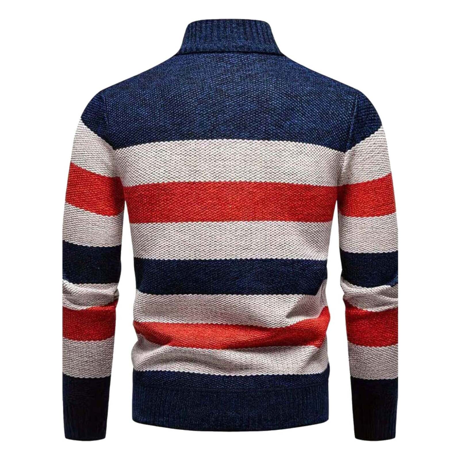 Patchwork-Pullover mit halbem Reißverschluss – Marineblau