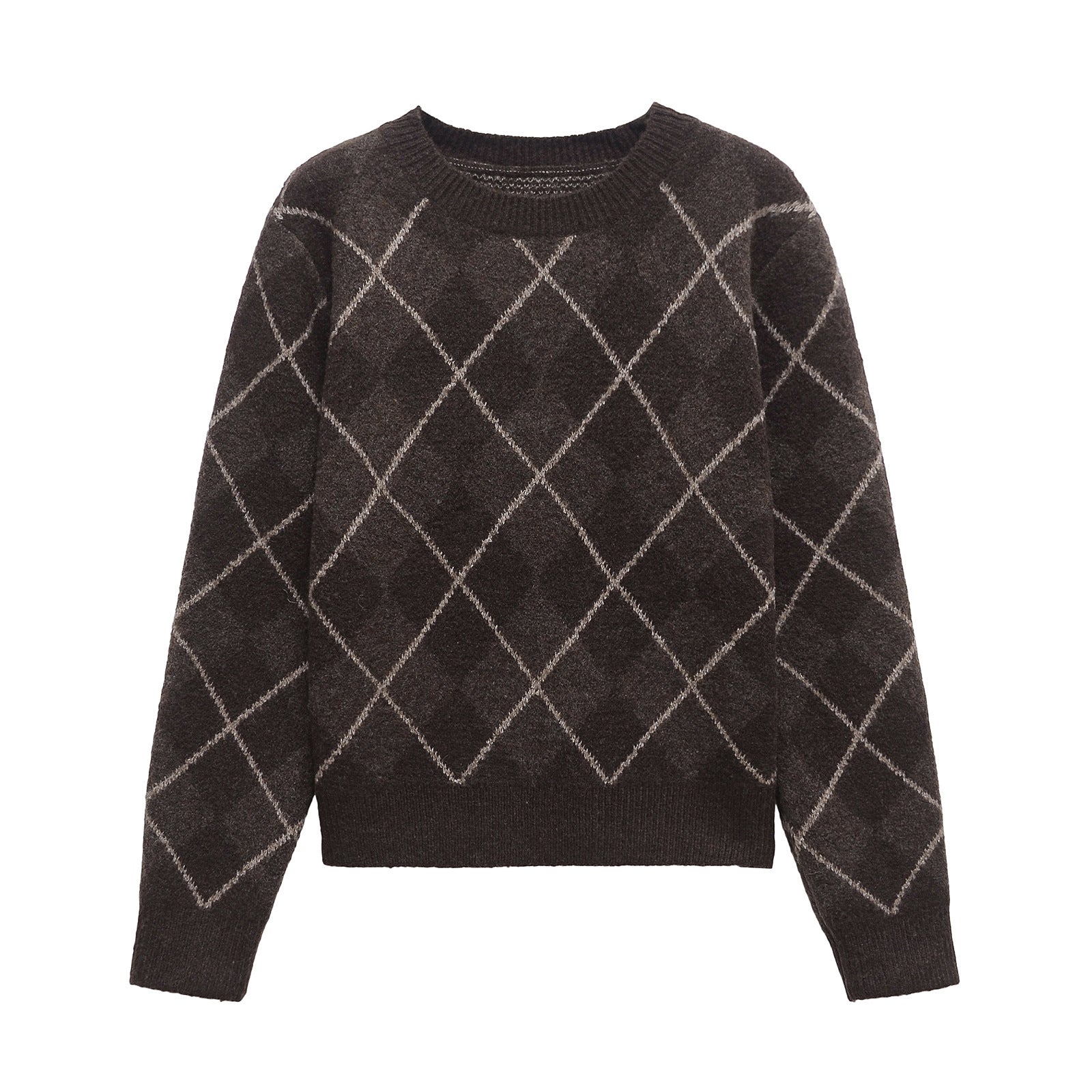 Vintage-Pullover mit Argyle-Muster – Braun
