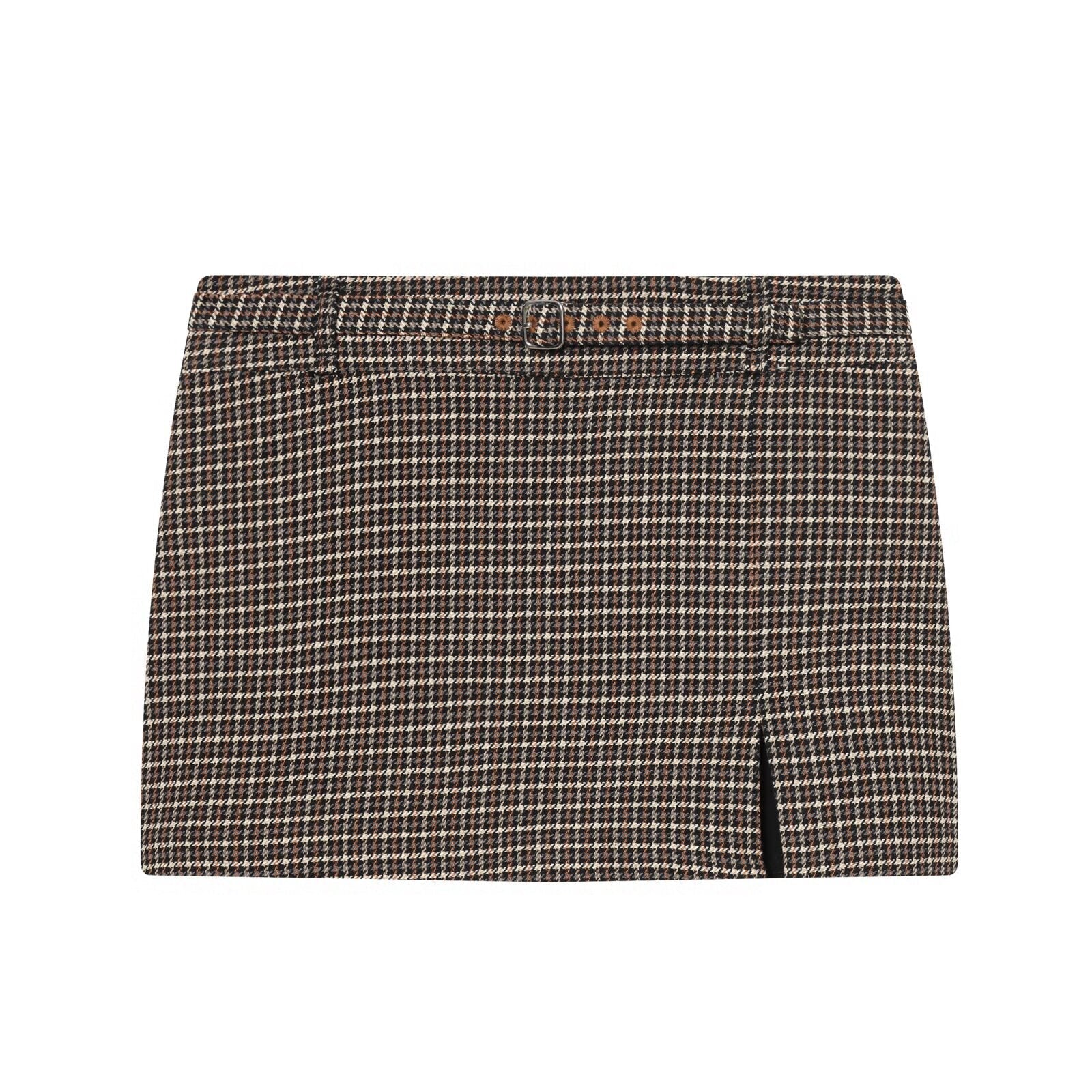 Vintage Houndstooth Cropped Set - Brown