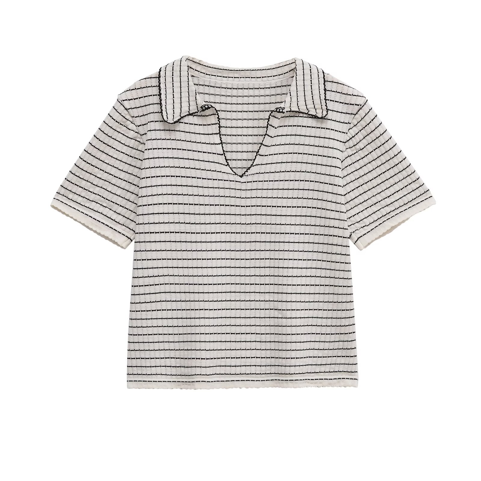 Essential Textured Stripe Polo Top - White