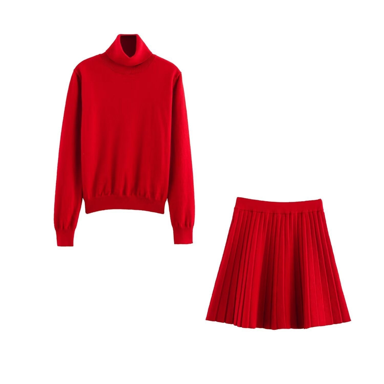 Studio Knit Pleated Set - Red