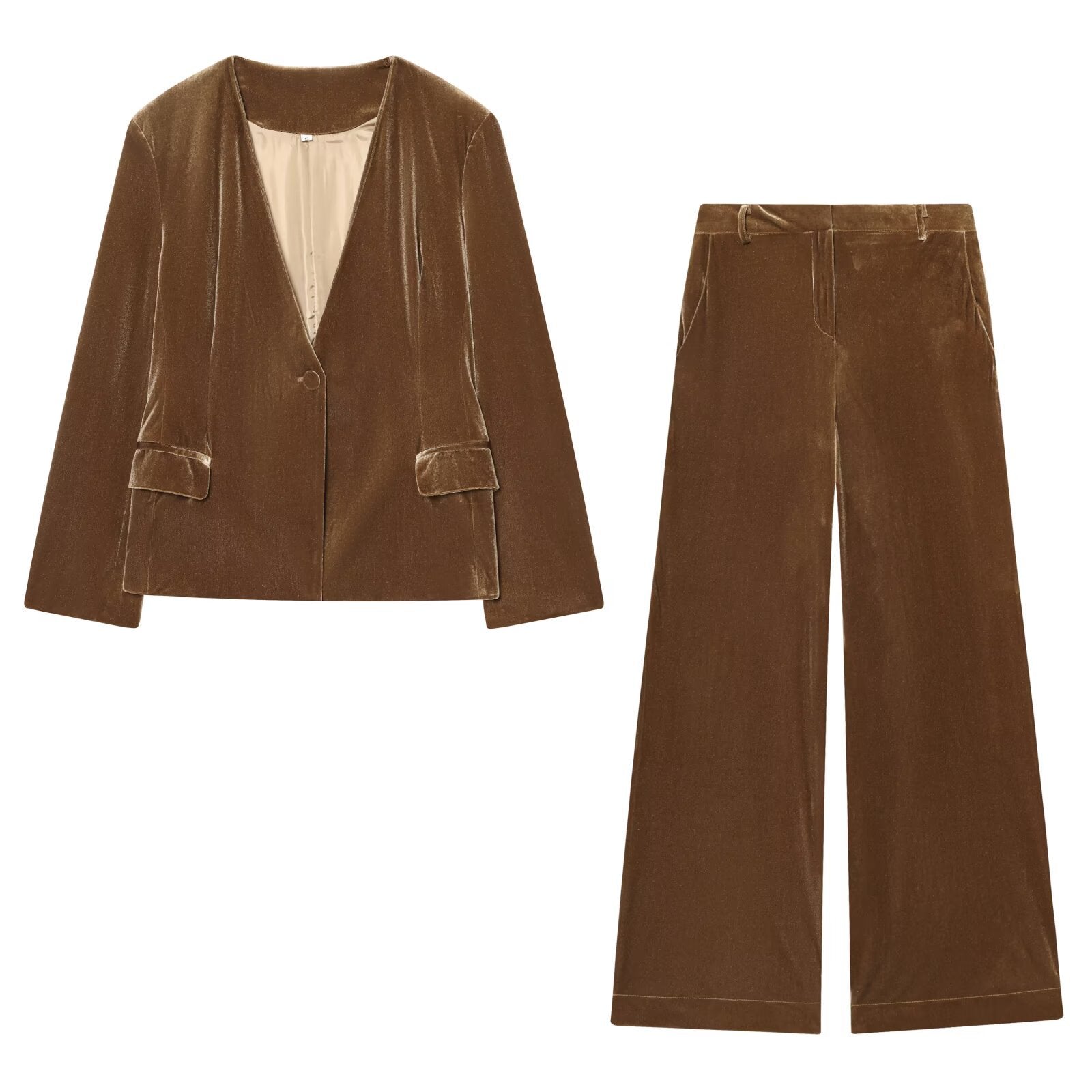 Studio Velvet Tailored Set - Brown