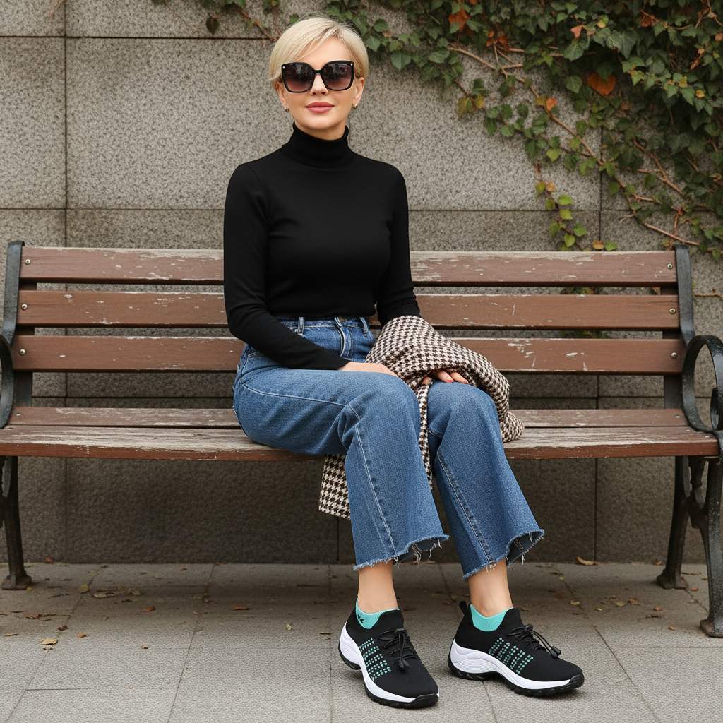 Ambulo Orthopädische Schuhe Strickstoff | Grün Schwarz