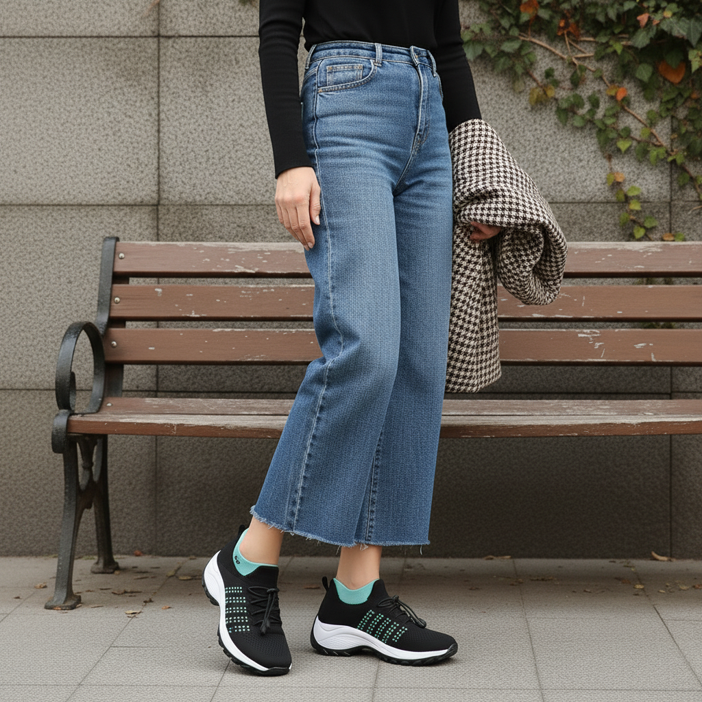 Ambulo Orthopädische Schuhe Strickstoff | Grün Schwarz